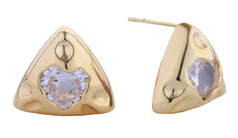 Drop Earrings with Animal Motifs -DJE310841 14K Triangle Heart Pave CZ Post Earrings