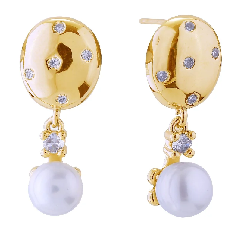 Drop Earrings for Wellness Routine -DJE310886 14K Tiered Drop Pearl Post Earrings