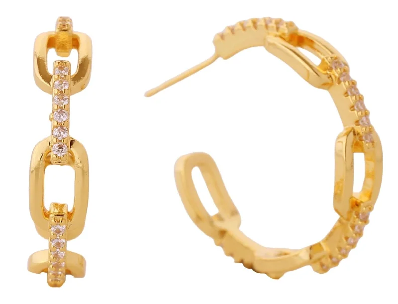 Drop Earrings with Floral Motifs -DJE310683 14K Chain Link Hoop Earrings