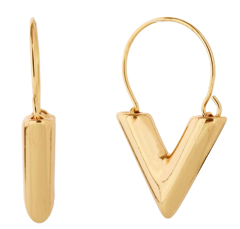 Studded Drop Earrings with Gemstones -DJE310684 14K Essential V Hoop Earrings