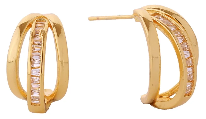 Contemporary Drop Earrings for Fashion -DJE310690 14K Daily Mixed Triple Hoop Earrings