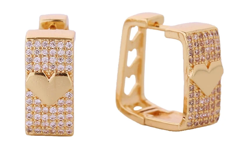 Drop Earrings with Knot Designs -DJE310716 14K Heart in Square Huggie Earrings