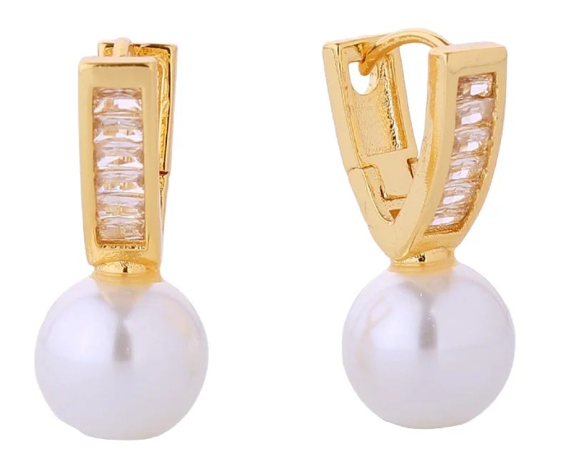 Drop Earrings for Gym Workout -DJE310721 14K Pearl Drop Earrings