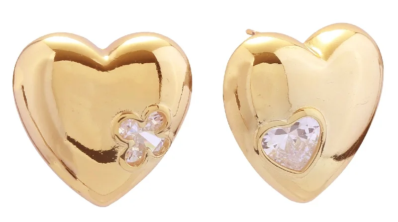 Animal Print Drop Earrings for Fun -DJE310809 14K Dreamy Heart Pave CZ Post Earrings