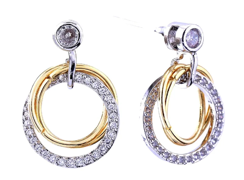 Push Back Drop Earrings for Convenience -DJE310861 14K Dipped Drop Hoop Pave Ca Post Earrings