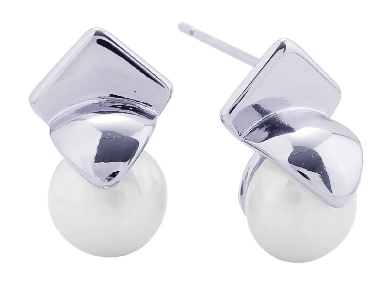 Tarnish Resistant Drop Earrings for Longevity -DJE310885 14K Pearl Square Post Earrings