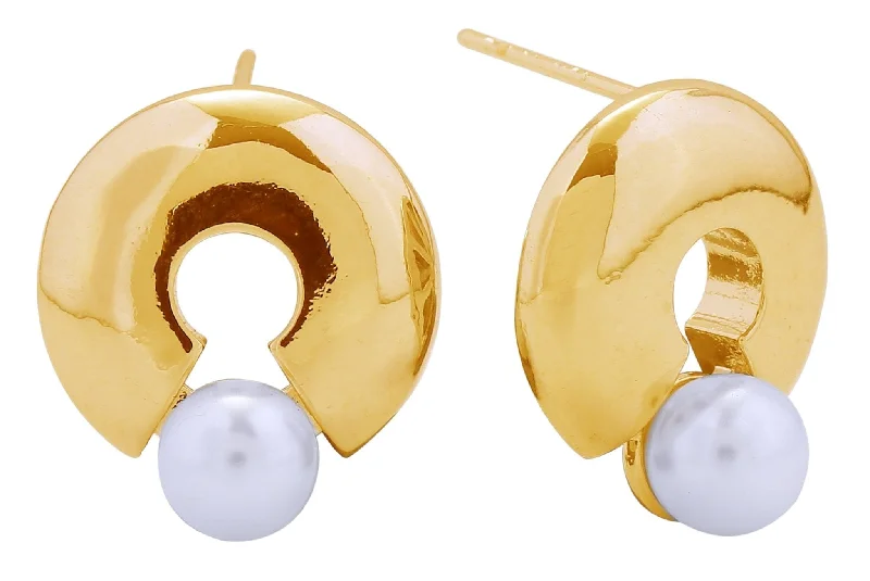 Drop Earrings with Wave Designs -DJE310888 14K Stellar Pearl Post Earrings