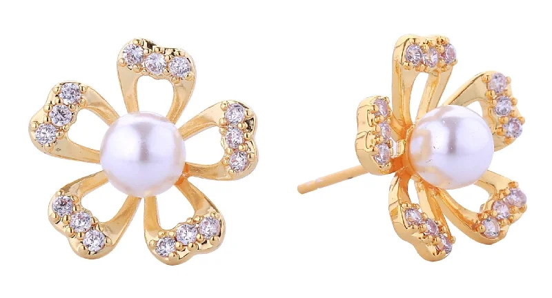 Drop Earrings for Everyday Glamour -DJE310892 14K Petals Pearl Post Earrings