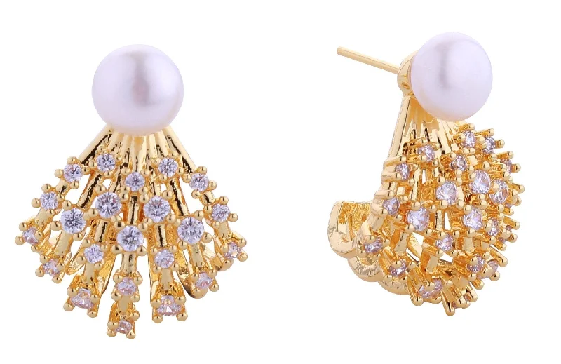 Beaded Drop Earrings for Party -DJE310903 14K Shooting Star Pearl Post Earrings