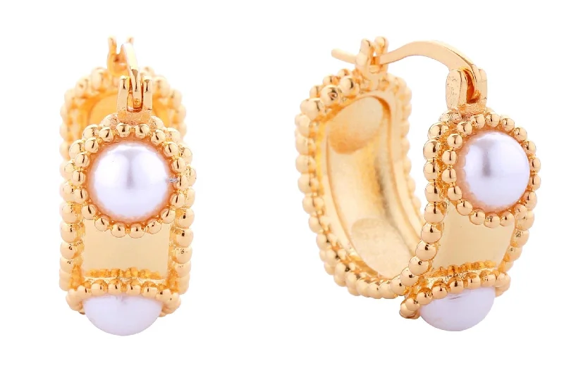 Drop Earrings for Concert Look -DJE310915 14K Vintage Pearl Pincatch Earrings