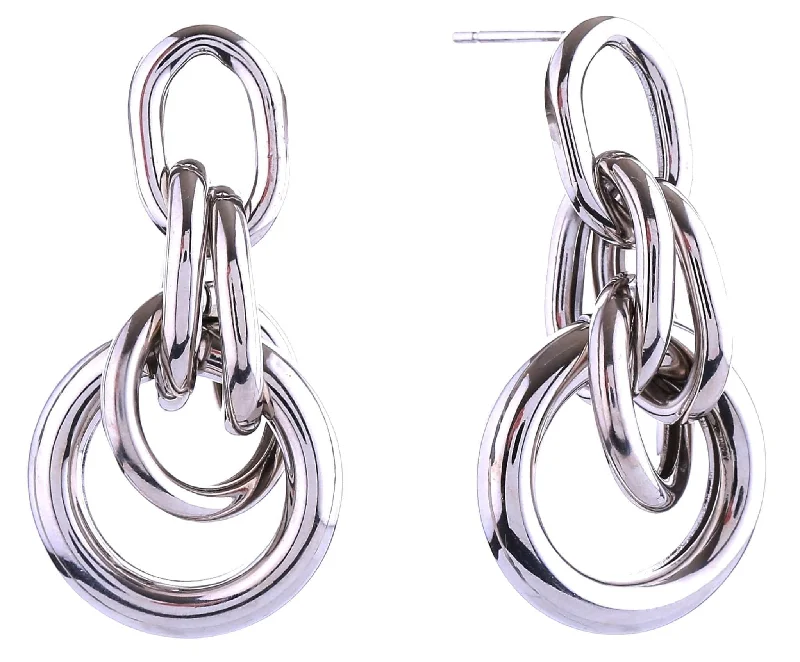 Clip On Drop Earrings for Non Pierced -DJE310928 14K Double Door Knocker Post Earrings