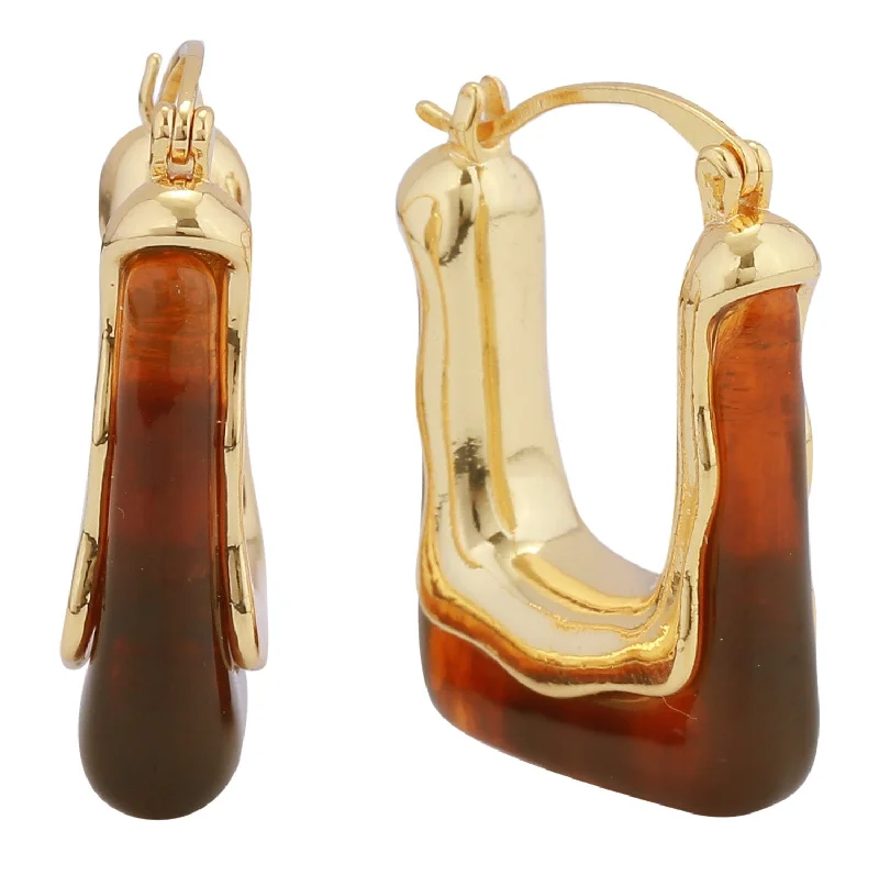 Drop Earrings with Keyhole Designs -DJE311051 14K Angled Resin Pincatch Earrings