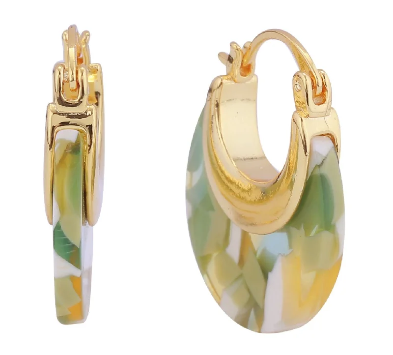 Drop Earrings with Abstract Designs -DJE311053 14K Dipped Dew Drop Resin Pincatch Earrings