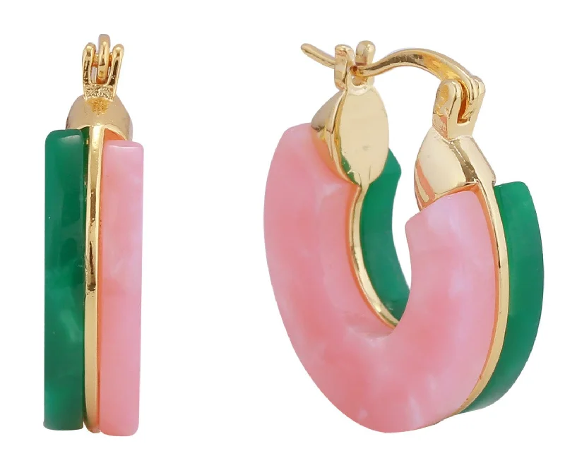 Push Back Drop Earrings for Convenience -DJE311054 14K Small Chunky Resin Pincatch Earrings