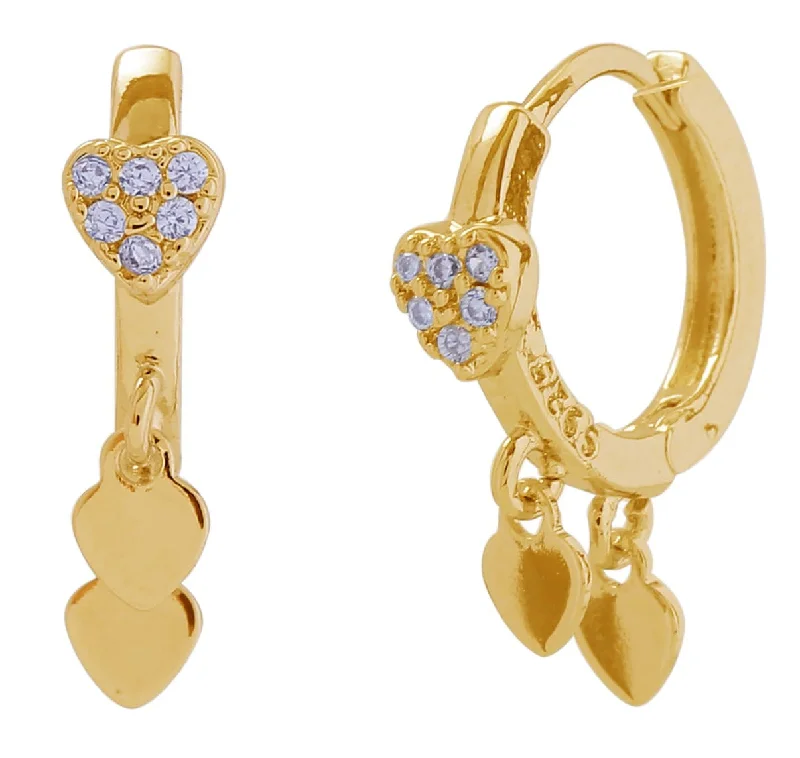 Drop Earrings for Everyday Glamour -DJE311075 14K Dipped Mini Dangle Heart Hoop Earrings