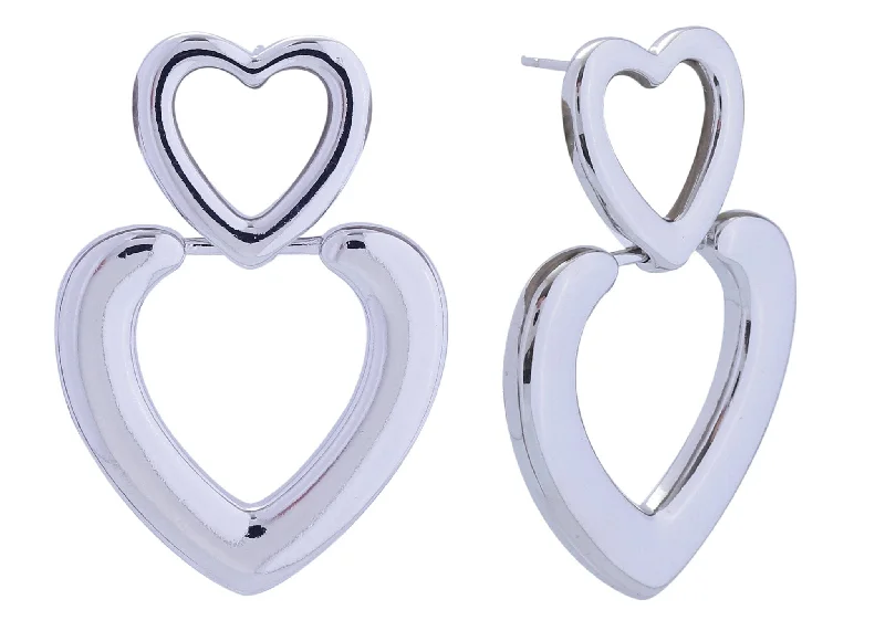 Drop Earrings with Symbolic Elements -DJE311076 14K Double Heart Drop Earrings