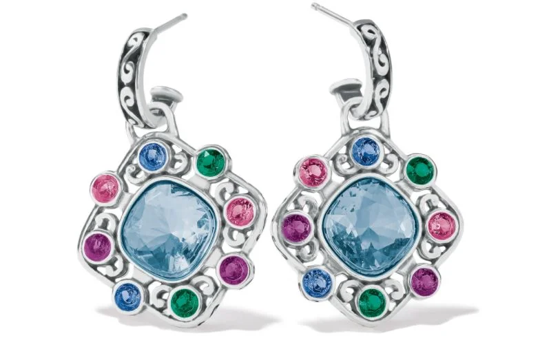 Drop Earrings with Embossed Patterns -Elora Gems Palette Post Hoop Earrings NEW From the Elora Collection By Brighton