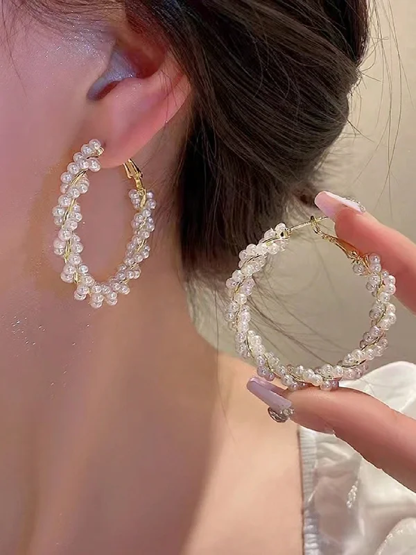 Leverback Drop Earrings for Comfort -Faux Pearl Hoop Earrings With Unique Design and Sense of Style For Women