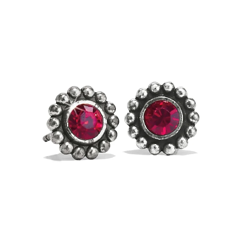 Floral Drop Earrings with Petals -Garnet Twinkle Mini Post Earrings-January