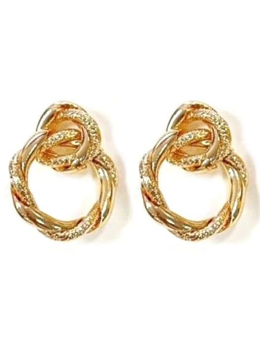 Drop Earrings with Debossed Designs -HE3076 Twist Knot Hoop Earrings