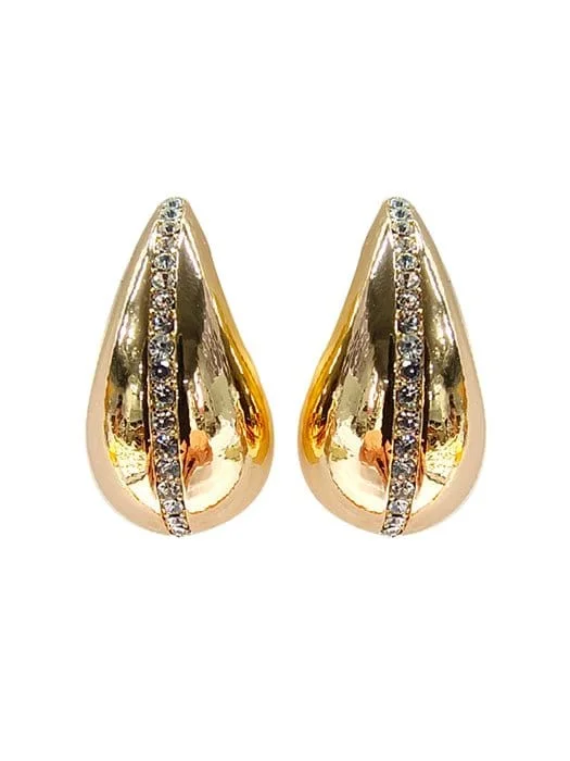 Drop Earrings with Embossed Patterns -HE3240 CZ Pave Teardrop Earrings