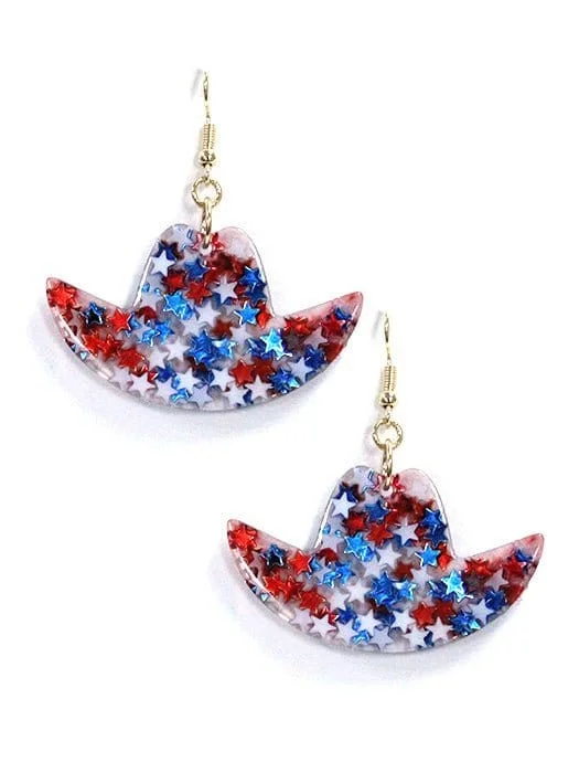 Drop Earrings for Mother's Day -IE1367 America themed Cowboy Hat Earrings