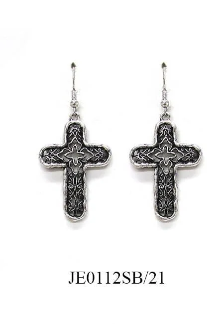 Adjustable Drop Earrings for Custom Fit -JE0112 Vintage Cross Drop Earrings