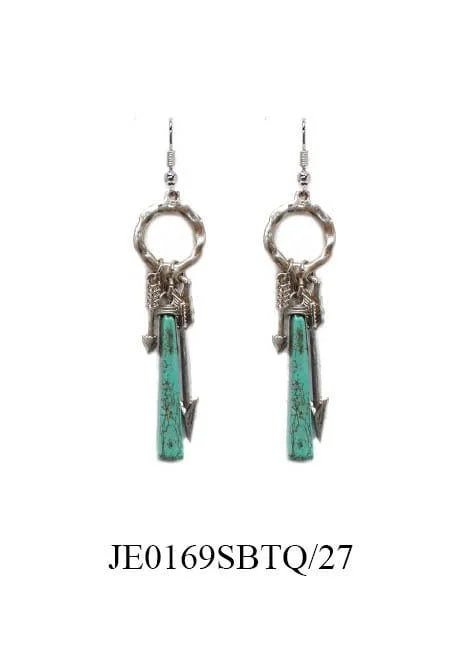 Waterproof Drop Earrings for Outdoor -JE0169 Arrow Charm Turquoise Dangle Earrings