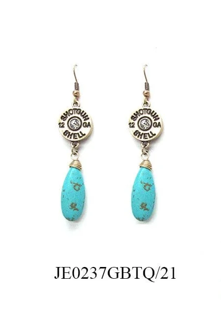 Lead Free Drop Earrings for Health -JE0237 Shotgun Shell Turquoise Dangle Earrings