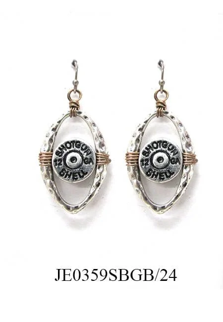 Hypoallergenic Drop Earrings for Sensitive -JE0359 Shotgun Shell Oval Dangle Earrings