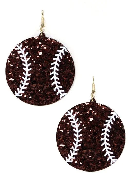 Drop Earrings with Hammered Finish -KE8494 Shimmer Baseball Earrings