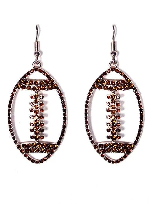 Gemstone and Diamond Drop Earrings for Opulence -KE8628 Rhinestone Cutout Football Earrings