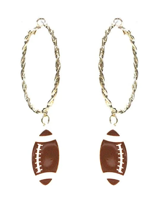 Studded Drop Earrings with Gemstones -KE8727 Large Dangle Football Hoop Earrings