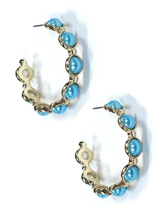 Clip On Drop Earrings for Non Pierced -KE8783 Bubble C Shape Hoop Earrings