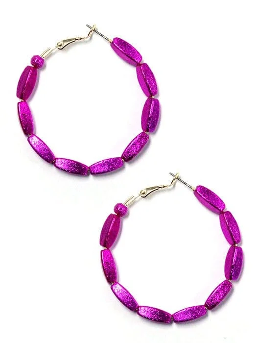 Magnetic Closure Drop Earrings for Easy -KE8838 Tonya Beaded Hoop Earrings