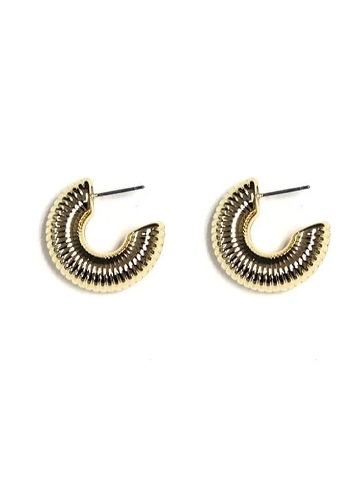 Lightweight Drop Earrings for All Day -KE8967 Coil Small C Shape Earrings