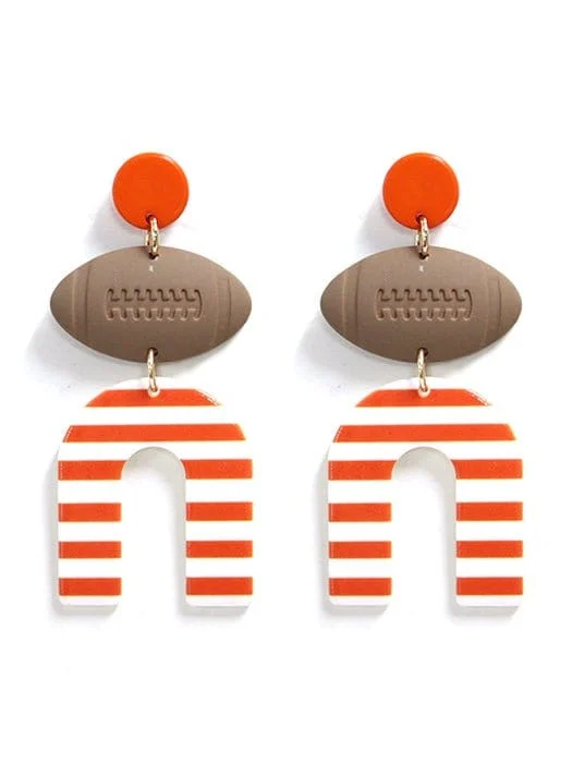 Waterproof Drop Earrings for Outdoor -KE9002 Football Horseshoe Dangle Earrings