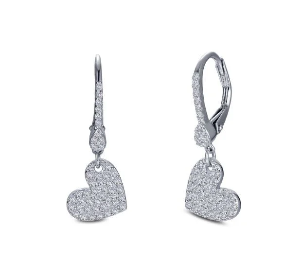 Drop Earrings with Matte Finish -Leverback Heart Drop Earrings