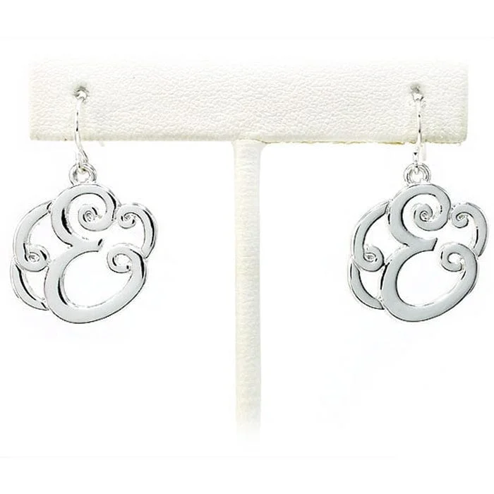 Leverback Drop Earrings for Comfort -OE1540SV "E" Single Initial Earrings