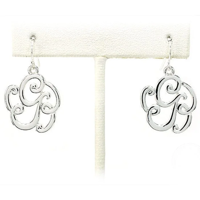 Magnetic Closure Drop Earrings for Easy -OE1541SV "G" Single Initial Earrings