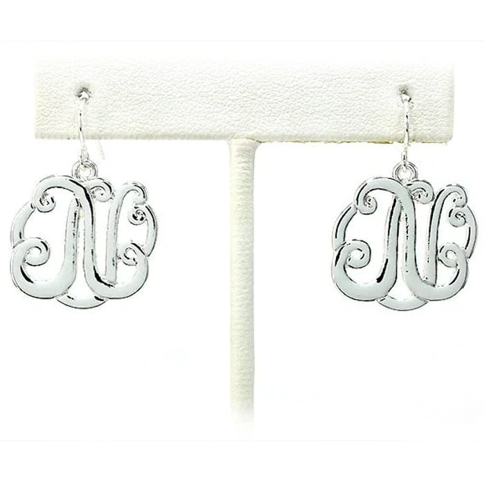 Drop Earrings with Textured Surface -OE1547SV "N" Single Initial Earrings