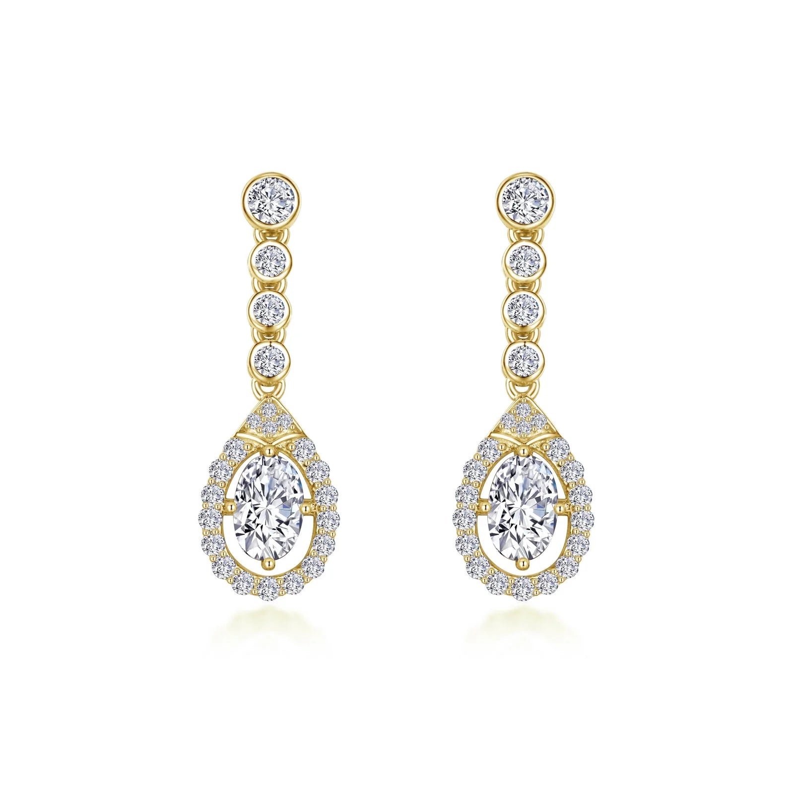 Detachable Drop Earrings with Charms -Oval Halo Drop Earrings