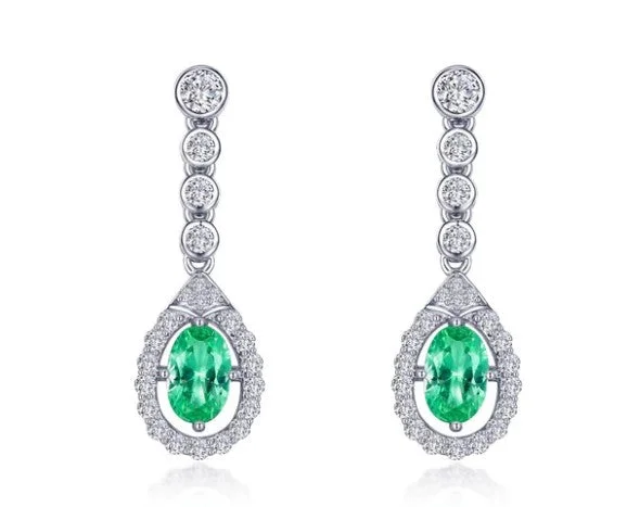 Drop Earrings for Formal Attire -Oval Halo Drop Earrings