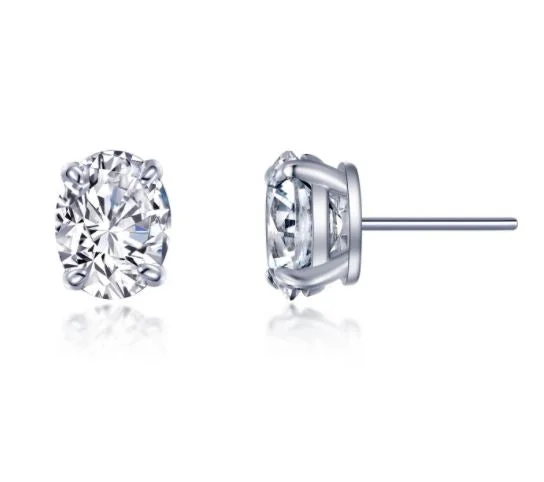 Drop Earrings for Office Wear -Oval Solitaire Stud Earrings