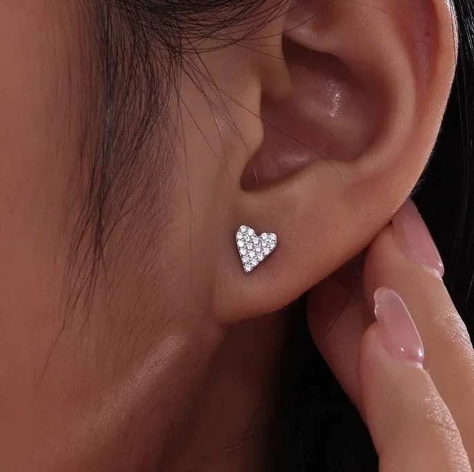 Animal Print Drop Earrings for Fun -Pave Heart Stud Earrings