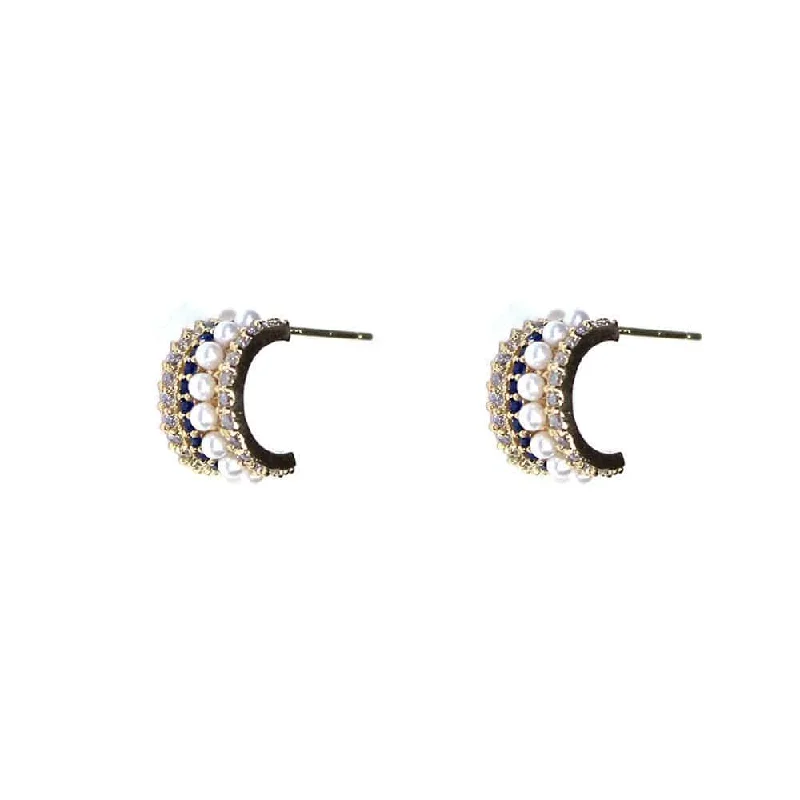 Gold Drop Earrings for Women -PE1005 Mixed Encrusted Post Earrings