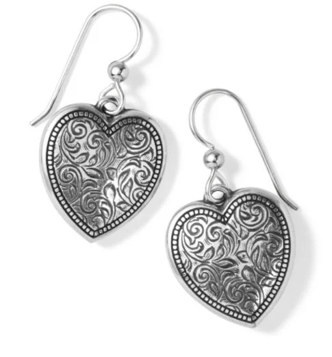 Drop Earrings for Engagement Party -Romanza Heart French Wire Earrings