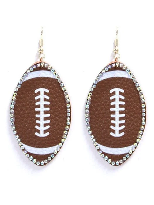 Drop Earrings for Bridesmaids Look -SE7117 Rhinestone Trim Football Earrings