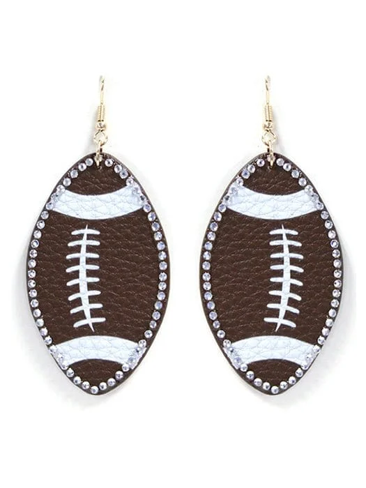 Ethnic Drop Earrings with Tribal Design -SE7131 Rhinestone Trim Football Earrings