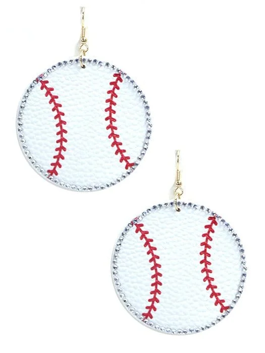 Hippie Drop Earrings with Beads -SE7135 Rhinestone Trim Baseball Earrings